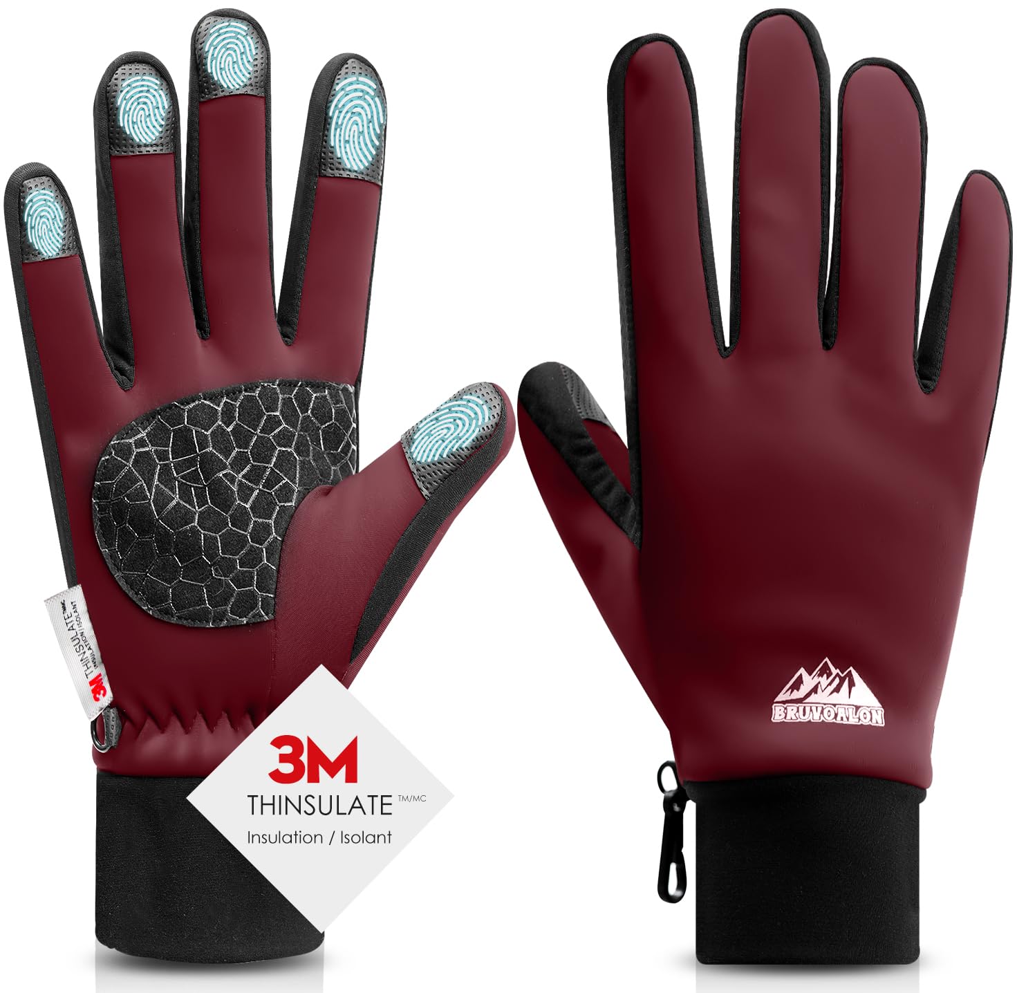 W429 Winter Gloves — Burgundy