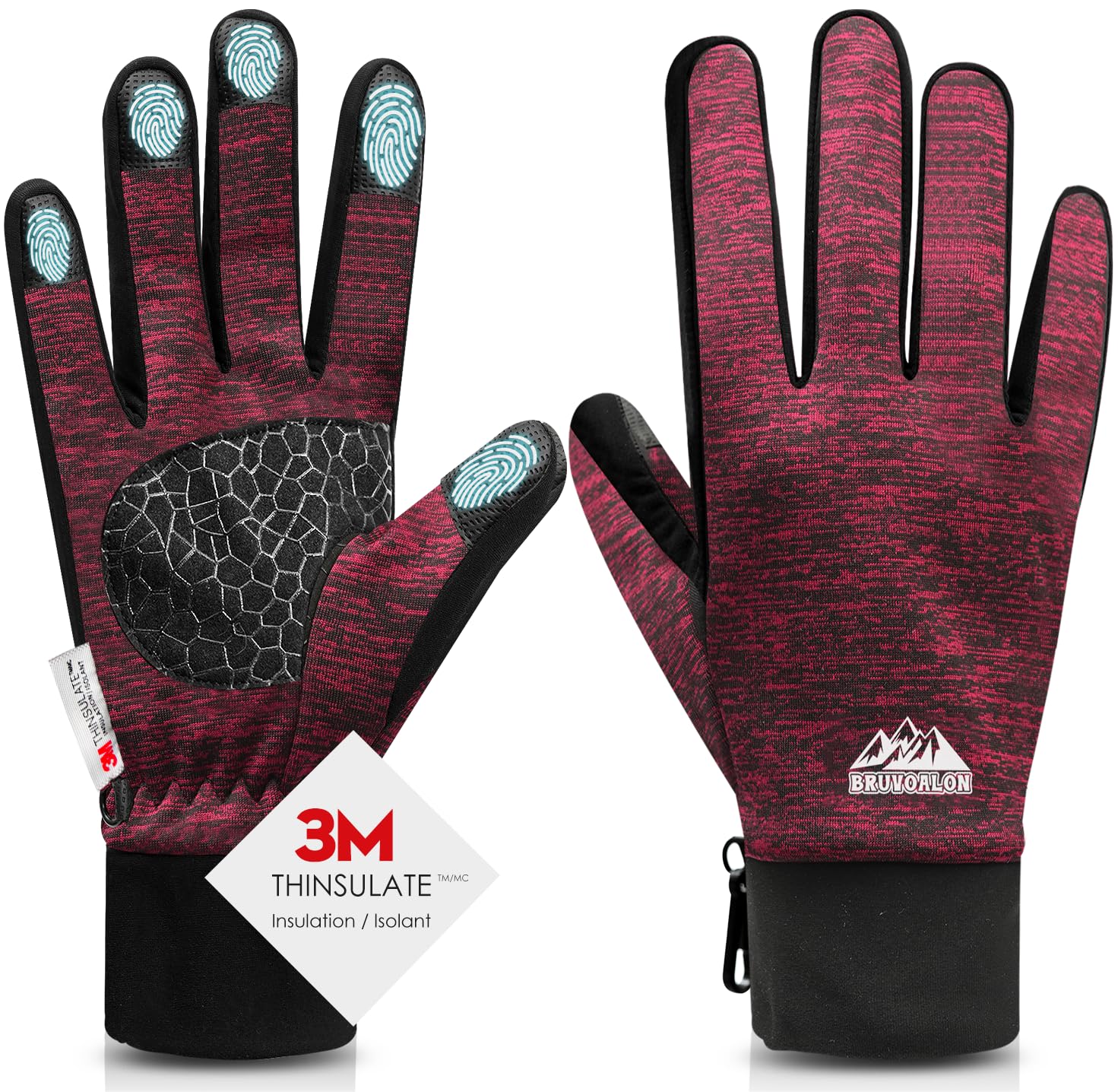 W429 Winter Gloves — Black/Red